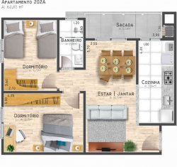 Apartamento com 02 dormitórios no Residencial Carolina 
